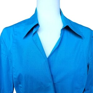 Como blue shirt blouse elbow length sleeve size 10